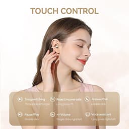 Clip-on Oordopjes Open Oor Koptelefoon, Draadloze Bluetooth Oordopjes 6.0 met Make-up Spiegel LED Licht, 50 uur Speeltijd, Over Ear Oordopjes Comfortabel voor Vrouwen Cadeaus, Sport, Workouts en Brildragers Oranje — thumbnail 2