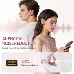 Clip-On Oordopjes Open Ear Koptelefoon Draadloos Bluetooth 6.0 met Make-up Spiegel LED Licht, 48U Speeltijd, IPX6 Waterbestendig, Comfortabel voor de Hele Dag, Ideaal voor Vrouwen, Sport, Workouts (Roségoud) — thumbnail 4