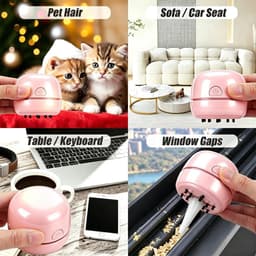 Mini Tafelstofzuiger Roze USB Oplaadbaar, Draagbare Bureaustofzuiger voor Gumrestjes, Stof, Kruimels, Computertoetsenborden en Autoreiniging — thumbnail 4
