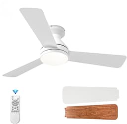 Plafondventilator - Ventilator - Plafondlamp - Lamp met Ventilator - Met Afstandsbediening - Stille Ventilator - Timer - Dimbare Lamp - Zomer en Winter Modus Wit - 132 cm - Vervangbare Bladen - Met Afstandsbediening — thumbnail 1
