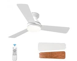 Plafondventilator - Ventilator - Plafondlamp - Lamp met Ventilator - Met Afstandsbediening - Stille Ventilator - Timer - Dimbare Lamp - Zomer en Winter Modus Wit - 132 cm - Vervangbare Bladen - Met Afstandsbediening