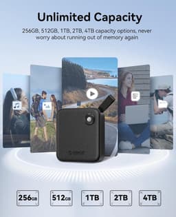 Draagbare SSD - Externe Opslag - Snelle Data Overdracht - 2-in-1 Kabel - 1 TB - Zwart — thumbnail 2
