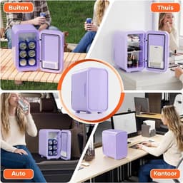 NIVA® Mini Koelkast - 6L Capaciteit - Skincare Koelkast - Minibar - Paars - 26cm x 19cm x 32cm — thumbnail 3
