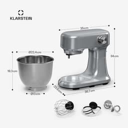 Staande Mixer - Keukenmachine Bakken - Zelf Bakken - Planetaire Mengbeweging - 5 Liter Kom - Zilver — thumbnail 5