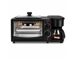Celestul 3-in-1 Magnetron – Mini Oven 9L – Koffiezetapparaat met Geïsoleerde 600 ml Koffiekan – Broodrooster – Compact Keukenapparaat – Zwart