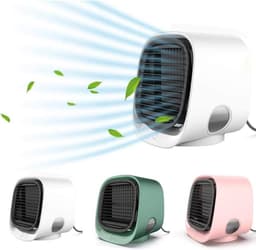 Luchtkoeler met verdampingskoeling – mobiele aircounit met 3 standen en 7 sfeerlichten – mini-airco met koelwatertank — thumbnail 1