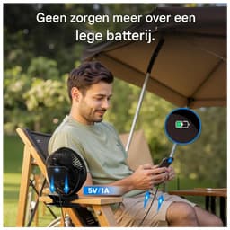 GELLDG 8 Inch Tafelventilator - Clip Ventilator met 360° Rotatie - 3 Snelheden - Geschikt voor Kantoor, Thuis en Reizen - Kunststof - Compact en Verstelbaar — thumbnail 2