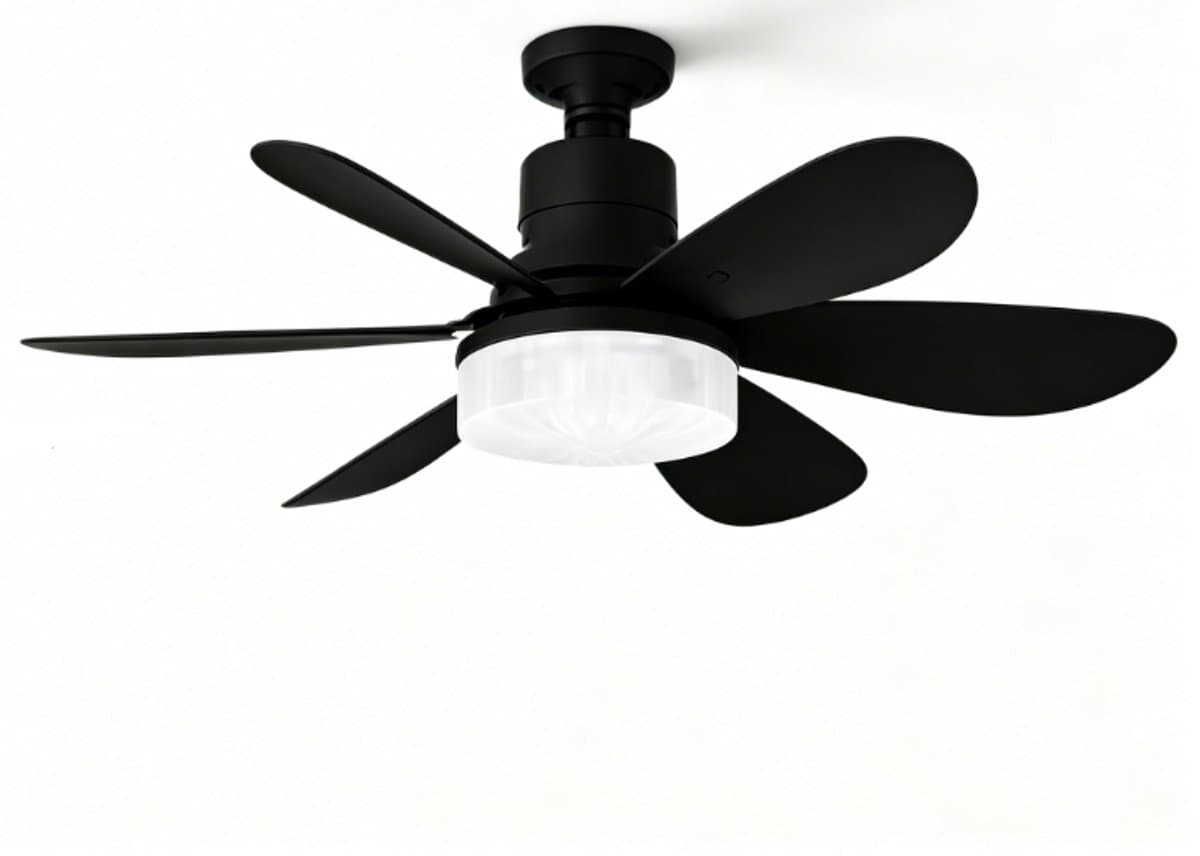Plafondventilator met geïntegreerde verlichting, afstandsbediening, 51 cm, slaapkamerkroonluchter, houtnerfafwerking, drie snelheden, traploze helderheids- en kleurtemperatuurregeling voor slaapkamers, balkons, gangen en woonkamers [Energieklasse A] — afbeelding 1