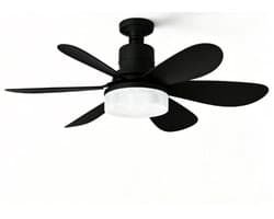 Plafondventilator met geïntegreerde verlichting, afstandsbediening, 51 cm, slaapkamerkroonluchter, houtnerfafwerking, drie snelheden, traploze helderheids- en kleurtemperatuurregeling voor slaapkamers, balkons, gangen en woonkamers [Energieklasse A]