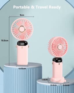 Solvix tafel ventilator geluidloos - Tafelfan - USB - 5 Snelheden - Oplaadbare Batterij - Voor Thuis en Op Reis — thumbnail 4