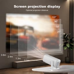 TEKROA® Mini Beamer - Beamers - WiFi Screen Mirroring - 4K Support - HD Ready 720P - Voor iOS & Android - Thuisbioscoop - wit — thumbnail 3