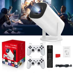 TEKROA® Mini Beamer - Beamers - WiFi Screen Mirroring - 4K Support - HD Ready 720P - Voor iOS & Android - Thuisbioscoop - wit — thumbnail 1