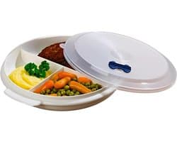 Magnetronbord met deksel - Menubord 3 vakken - Maaltijd opwarmen - Gelijkmatige verwarming - Ø 21 cm - Grijs