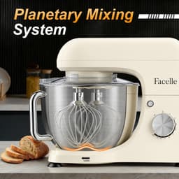 SnelShoppen - Stand Mixer Wit - 5.5L Keukenmachine met 6 Snelheden en Kneedhaak voor Bakken, Mixen, Kloppen, Perfect voor Taarten en Brood — thumbnail 3