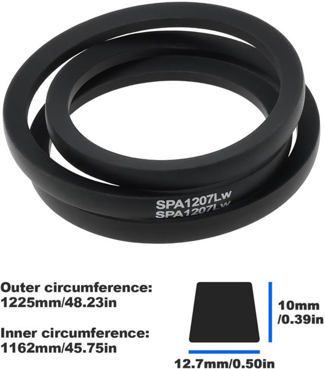 Aandrijfriem Perfecte Pasvorm - Buitenlengte 1225 mm - Binnenlengte 1162 mm - Rubber - Betrouwbare Prestaties - Soepele Werking - Grasmaaier Riem — afbeelding 1