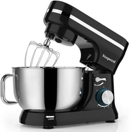 SnelShoppen - Kneedmachine 1000W, 5QT Keukenmachine met Garde en Deeghaak, Roestvrij Stalen Kom, Spatdeksel voor Bakken en Koken, Zwart — thumbnail 1