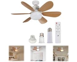 40W plafondventilator met verlichting - Miniventilator - Afneembare ventilatorbladen - E27 schroefdraadvoet - Meerdere modi - Voor slaapkamer, eetkamer, keuken, garage, woonkamer - Inclusief afstandsbediening (batterijen niet inbegrepen)