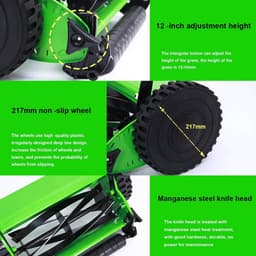 Gazonveger - Duwveger Grasvanger - Gazon Onderhouden - 5-Bladige Duwhaspel - 12 inch - Groen — thumbnail 3