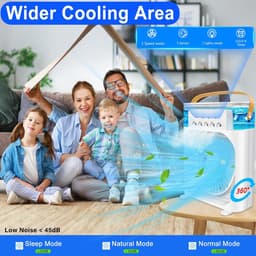 Persoonlijke Aircooler | Stille draagbare mist‑ventilator, USB‑gevoed, 3‑snelheden, 1‑2‑3 uur timer, 360° verstelbaar, bureau‑koeler voor kantoor, thuis, kamer en auto (Wit) — thumbnail 2