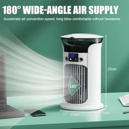 Mobiele Luchtkoeler met Verneveling - 880ml Watertank - 3 Snelheden - 7 Kleuren Nachtlampje - Fluisterstil 20 dB - USB-C Air Cooler - Wit — thumbnail 4