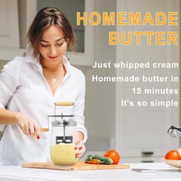 Handmatige Boter Maken - Keukenapparaat - Thuisbereiding - Glazen Preserveerpot - 1.5 Liter Capaciteit - Zilver Transparant — thumbnail 3
