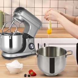 Keukenmixer - Deegmixer Standmixer - Bakken En Koken - Krachtige Koperen Motor - 10 Liter Kom - Zilver — thumbnail 4