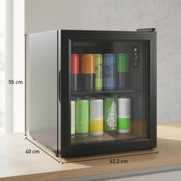 ECTEATOY® Drankenkoelkast Mini Koelkast - Vrijstaand Stil (39dB) & Glazen Deur - Voor 59 Blikjes - 46L - Zwart — thumbnail 3