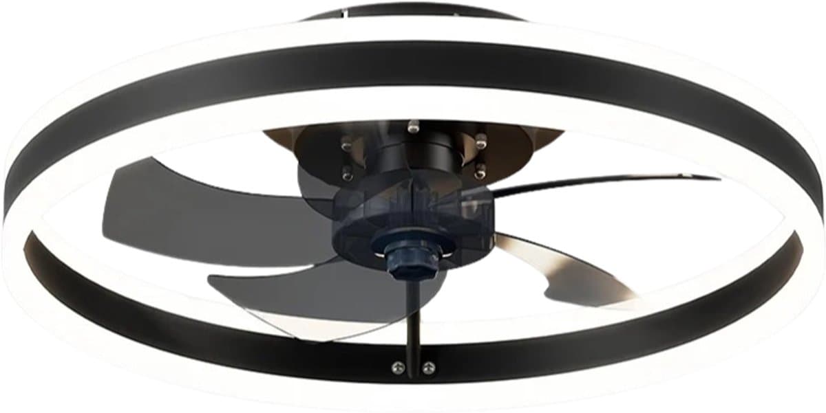 TamTrade Plafondventilator - Plafond ventilator met verlichting - Inclusief afstandbediening - LED - Dimbaar - 6 standen - Zwart — afbeelding 1