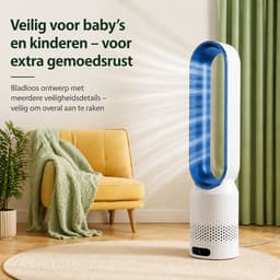 HomeGoodies Bladloze Ventilator met Afstandsbediening – Stil – 8 standen - 90° Oscillatie & Timer – Slaapkamer&Woonkamer - Blauw — thumbnail 4