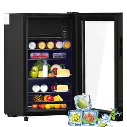 Mini koelkast-76L capaciteit met glazen deur-vrijstaande koelkast-energiezuinig en stil, drankenkoelkast met vriesvak voor slaapkamer, kantoor en woonkamer — thumbnail 1