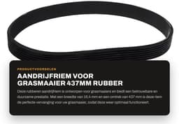 Dailygoods- Aandrijfriem Rubber 16,4mm Breedte - Gesloten Lus - 437mm Omtrek - Compatibel met Spear & Jackson S1334ER - Slijtvast - Duurzaam - Grasmaaier Riem — thumbnail 1