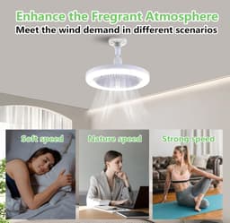 Plafondventilator met verlichting en afstandsbediening - Schroefbare plafondventilatorlamp - Universele verstelling - Mini plafondventilatorlamp - Drie windsnelheden - Timer, geschikt voor slaapkamers, badkamers, garages en kasten - Gebroken wit — thumbnail 4