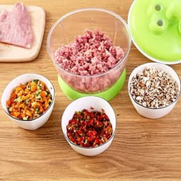 handmatige keukenmachine, multifunctionele handslinger vleesmolen voedselhakmolen met schaal compacte krachtige groentehakselaar ui dicer voor vlees, fruit, wortelen, kruiden, sla, salade (6 maanden) — thumbnail 3