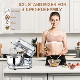 Keukenmixer 1500W Stil Elektrische keukenmachine met 6 snelheden, 6L mengkom en accessoires voor bakken — thumbnail 3