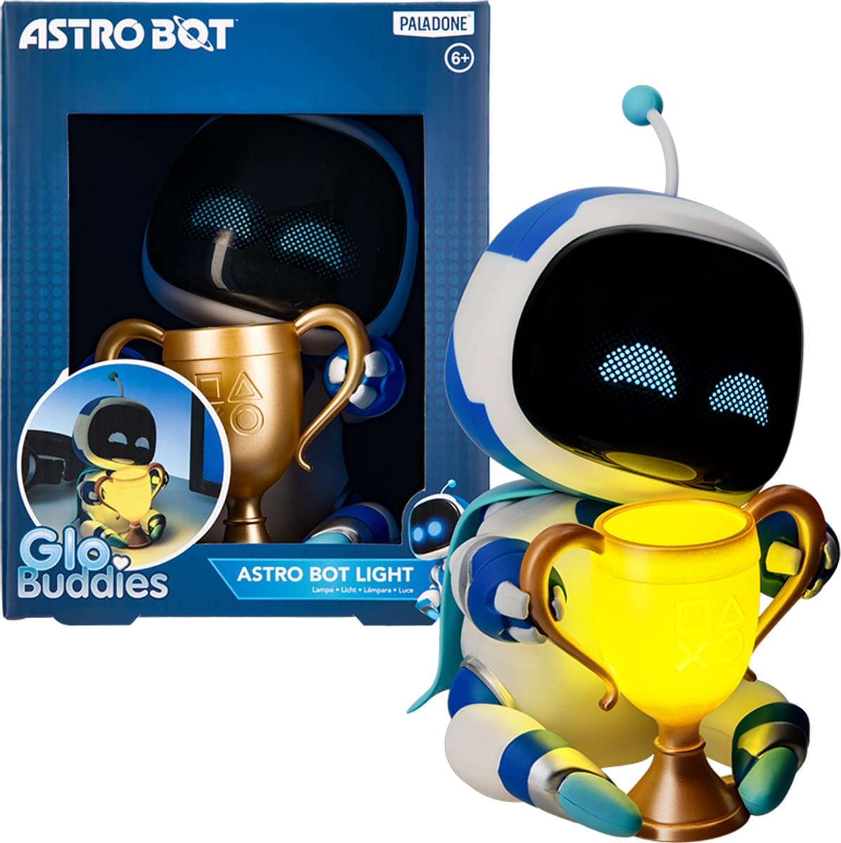 Astrobot GloBuddies Karakterlamp – 15cm Bureaulamp met oplichtende ogen & trofee - WeCool — afbeelding 1