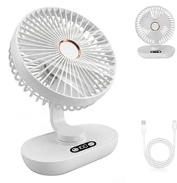 longziming -Oscillerende Mini Tafelventilator - Compacte Bureaukoeler - Draadloze Ventilator - 120° Horizontale Oscillatie - Borstelloze Koperen Motor - LED Digitalaanwijzing - Fluisterstil Koelcomfort - 1 Stuk — thumbnail 1