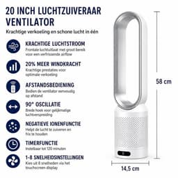 Novendo Goods - Bladloze torenventilator met afstandsbediening - Stille ventilator met 8 standen en luchtcirculatie - 90° Oscillatie voor slaapkamer en kantoor — thumbnail 5