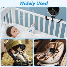 Draagbare kinderwagenventilator, 360° draaibare babywandelwagen, ventilatorclip op, 3600 mAh oplaadbare handkoeling met 100 snelheden, led-display en nachtlampje voor buggy/autostoel/wieg — thumbnail 2