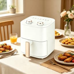 Witte airfryer van 6 liter met 7 menu-opties instelbare timer en temperatuurregeling en een frituurmand van roestvrij staal met antiaanbaklaag — thumbnail 1