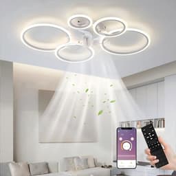Roulana LED-plafondventilator met verlichting, 100 cm lamp met ventilator, 80 W, wit , inclusief afstandsbediening, 120V-240V. 6400 lumen — thumbnail 1