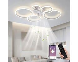 Roulana LED-plafondventilator met verlichting, 100 cm lamp met ventilator, 80 W, wit , inclusief afstandsbediening, 120V-240V. 6400 lumen