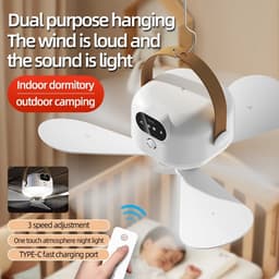 Norvia - Ventilator - Draagbare Plafondventilator - Oplaadbaar - 8000 mAh - Met LED Verlichting - Camping - Thuis - 3 Snelheden — thumbnail 5