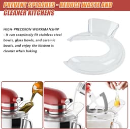 SnelShoppen - Casting Shield en Siliconen Paddle Mixer voor Keukenmachine, Plat Menghulp Geschikt voor 4.5 & 5qt KeukenAid, Hoogwaardige Aluminium Con — thumbnail 3