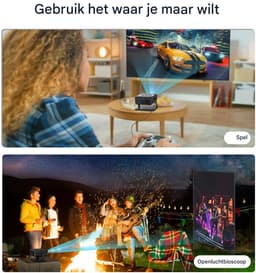 Mini Projector 720P - Android 11 Projector - WiFi 6 Beamer - Bluetooth 5.0 - Compact Design – Automatische Keystonecorrectie – Korte Projectieafstand – Draadloze Schermspiegeling - Thuisbioscoop - 120 inch - Zwart — thumbnail 5