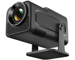 Beamer, Full HD, 4K-ondersteuning, Android-beamer, beamer voor buitengebruik met smartphone, draagbare thuisbioscoop, minibeamer, Wi-Fi, Bluetooth, 1080p, 180 graden draaibaar