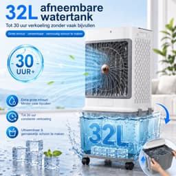 MUPOO Aircooler 32L Mobiel - Luchtkoeler / Airco zonder Afvoerslang - 4-in-1 Ventileren met 120° Oscillatie & Afstandsbediening-Airconditioning-Stil (50dB)-voor Woonkamer, Slaapkamer, Kantoor en Garage — thumbnail 4