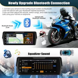 SnelShoppen - Motorfiets Dashcam met Dubbelfunctie, 6.86'' HD Touchscreen, IP68 Waterdicht, Bluetooth & WiFi, Carplay en Android Auto, Voor Voor- en A — thumbnail 4