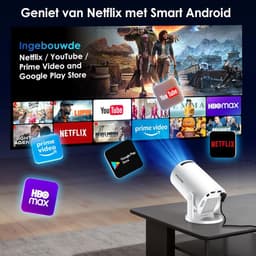 SnelShoppen - Draagbare Projector 20000 Lux 4K Ondersteund met Ingebouwde Apps en Android 11.0, 180° Rotatie en Automatische Keystone, Outdoor Compati — thumbnail 2