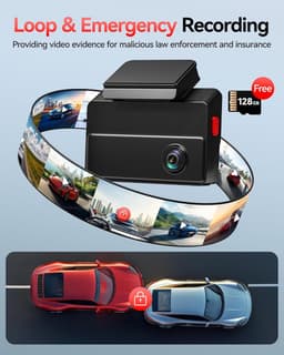 SnelShoppen - 3-Kanalen Dashcam Auto 2,5K+2,5K+1080P met 128 GB Kaart, IR Nachtzicht, Touchscreen, WiFi, GPS, 24-Uurs Parkeermodus voor Voorzijde, Int — thumbnail 4
