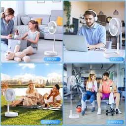 Tafelventilator Opvouwbaar met 8000mAh Accu – 4 Standen, Afstandsbediening, Timer en 70° Oscillatie — thumbnail 2
